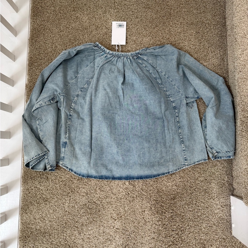 NWT Frame Denim Linen and Cotton Top Bell Long Sleeves Size S - Picture 3 of 5